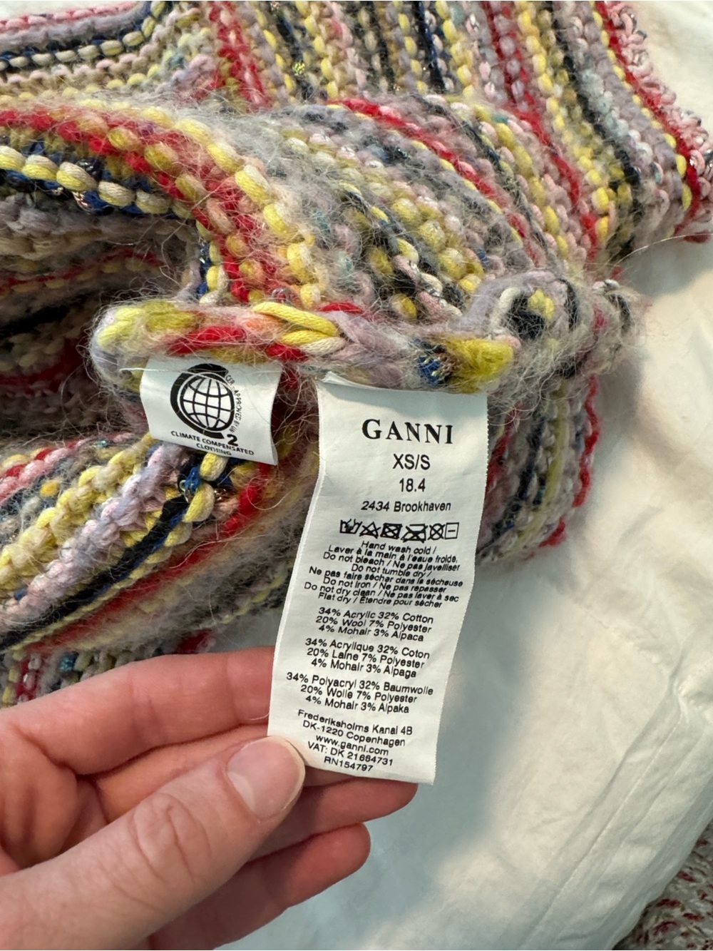 Ganni mixed Knit drop shoulder short sleeve sweater - Picture 7 of 7